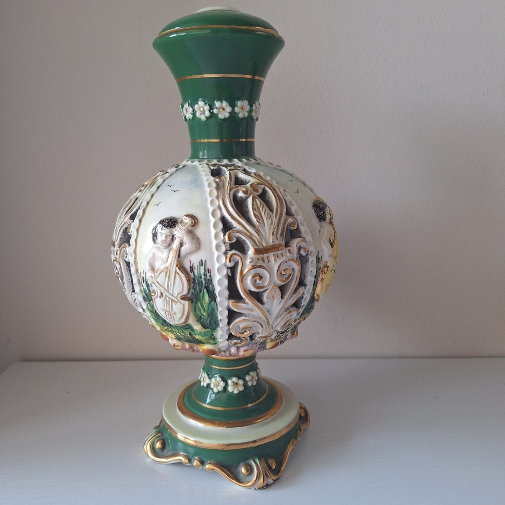 Capodimonte Vintage Italian Porcelain Lamp Base Vase